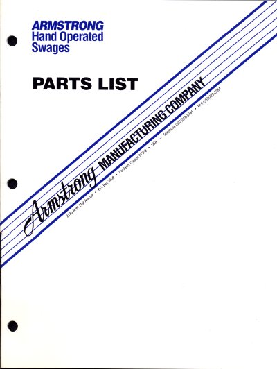 Hand swage parts list